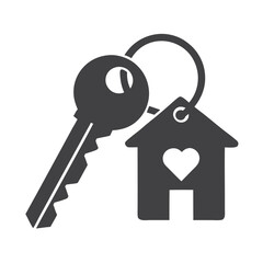 Professional Key and House Keychain silhouette vector design.