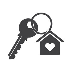 Professional Key and House Keychain silhouette vector design.