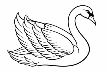 coloring page line art the swan black vector