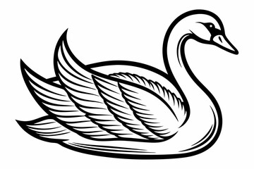 coloring page line art the swan black vector