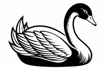 coloring page line art the swan black vector
