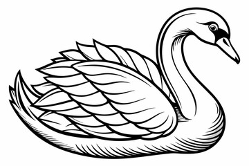 coloring page line art the swan black vector