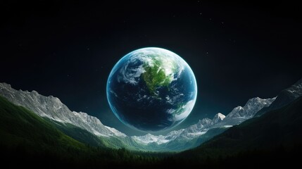 Obraz premium Earth from afar, nestled in a mountain valley