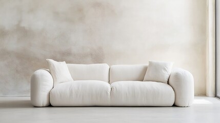 Stylish white sofa in a minimalist interior design setting showcasing modern furniture aesthetics : Generative AI