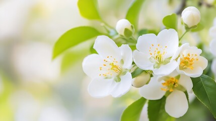 Obraz premium Delicate white flowers blooming in a garden adorned with soft natural light : Generative AI