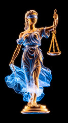 Justice Statue, Black Background, Art