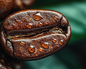 Close-up of a wet coffee bean