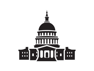 United States Capitol building silhouette  vector graphic, minimalist illustration