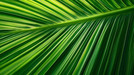 Tropical green palm leaf cut out, showcasing intricate vein details and vibrant green tones, isolated on a clean white background for a sharp and fresh look.