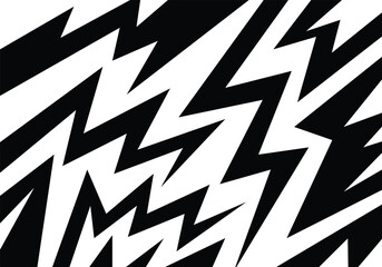 Abstract black and white background with spikes and zigzag narrow line pattern work