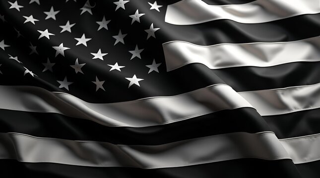 Monochrome American Flag: Black and White Symbol of United States