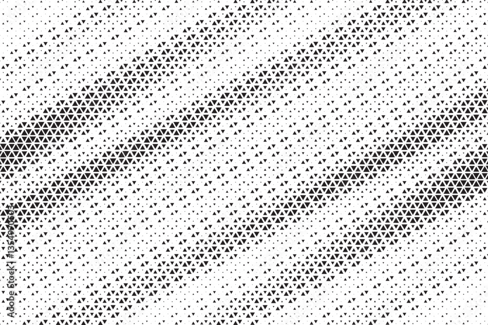 Aufkleber Triangular halftone texture retro wave vector. Geometric technology abstract diagonal dotted background. Half tone triangles retro comic pattern. Minimal 80s style dynamic tech structure wallpaper.