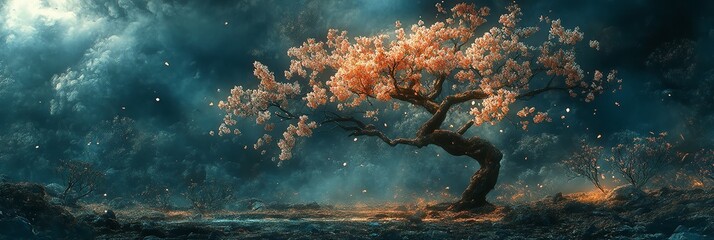 Fototapeta premium Gorgeous cherry tree with delicate blossoms. Wonderful springtime blooms. Generative Ai