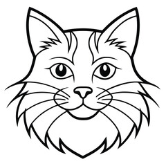 Cat Head line art vector isolated on white background