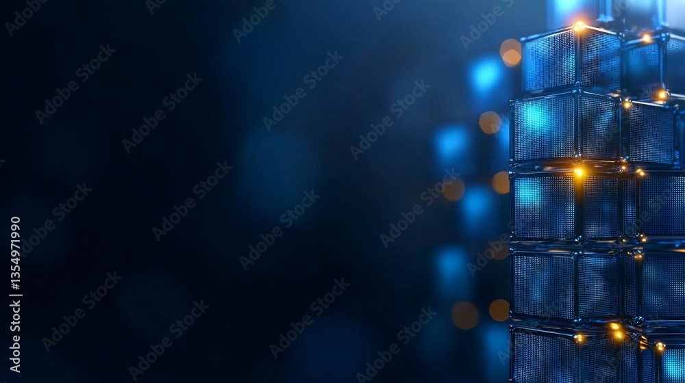 Canvas Prints a stack of servers on a dark blue background