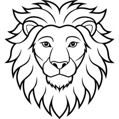 Lion Head line art vector isolated on white background