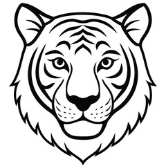 Tiger Head line art vector isolated on white background