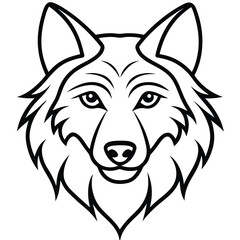 Wolf Head line art vector isolated on white background