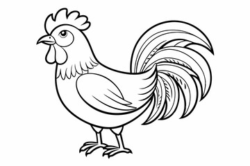 coloring page line art the rooster black vector