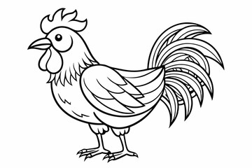 coloring page line art the rooster black vector