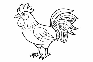coloring page line art the rooster black vector