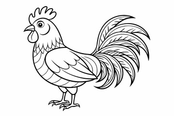coloring page line art the rooster black vector