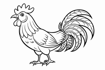 coloring page line art the rooster black vector