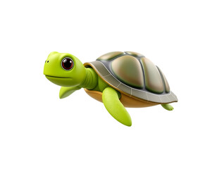 Cute Cartoon Turtle Swimming