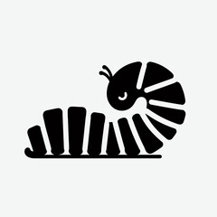 very simple flat and minimalist Bookworm Pun silhouette in black on a white background