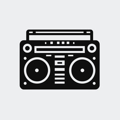 Fototapeta premium very simple flat and minimalist Boom Box silhouette in black on a white background 