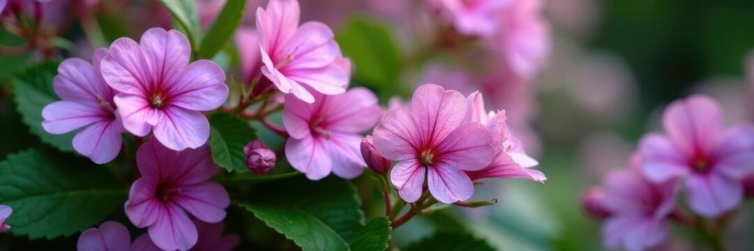 Densely packed branches of Royal Pelargonium Archie Pope with lilac flowers, plants, archie pope