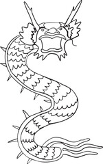 Dragon Chinese new year graphic element Outline vector illustration Hand drawn line art