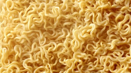 Uncooked instant noodles block with soft golden tones, isolated on transparent background, detailed curly pattern, clean edges, sharp focus, and traditional and authentic style.