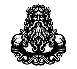 zeus greek god black vector engraving