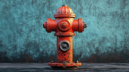 Fototapeta premium Rusty fire hydrant, urban backdrop, safety, wood