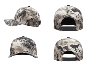 Multi-view baseball cap with abstract camouflage pattern