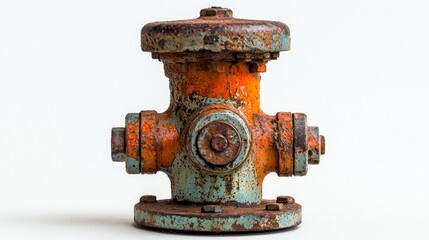 Fototapeta premium Rusty industrial valve, studio shot, white background, plumbing
