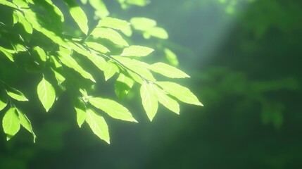 Fototapeta premium Lush green leaves bathed in sunlight (4)