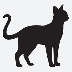 a standing cat silhouette vector art illustration, black cat silhouette
