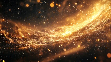Obraz premium A mesmerizing cascade of golden light and sparkling particles, creating an ethereal and magical atmosphere. Shimmering beauty in radiant form.
