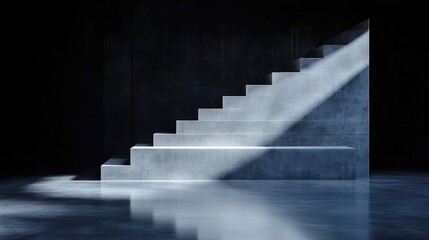 Naklejka premium Modern concrete stairs bathed in light