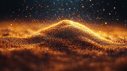 Golden, glowing mound of particles