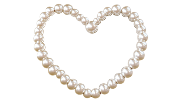 Elegant pearl necklace arranged in a heart shape