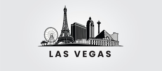 Las Vegas vector silhouette skyline vector art. © Ashes Studio