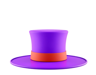 3D rendered purple and orange top hat
