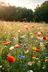 Fototapeta premium Vibrant blooms in a sunny field