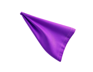 Purple fabric cloth flag isolated on transparent background