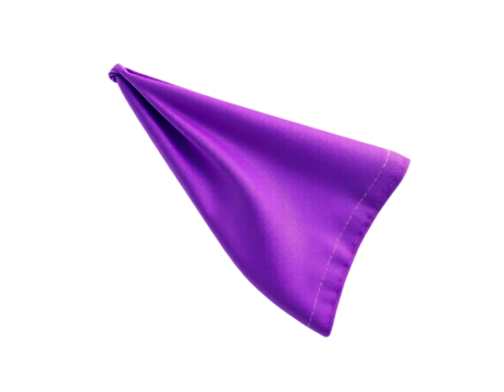 Purple fabric cloth flag isolated on transparent background