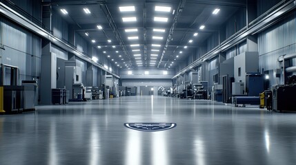 Modern Industrial Factory Interior Spacious Manufacturing Facility Clean High-Tech Production Line