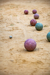 Detail of the Creole bocce ball set